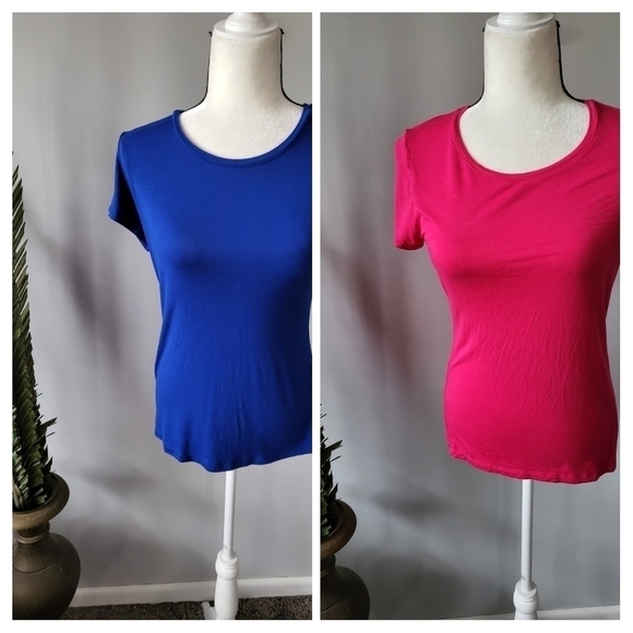 Apt. 9 hot blue and pink short sleeve tees-Set of 2 - Picture 1 of 12